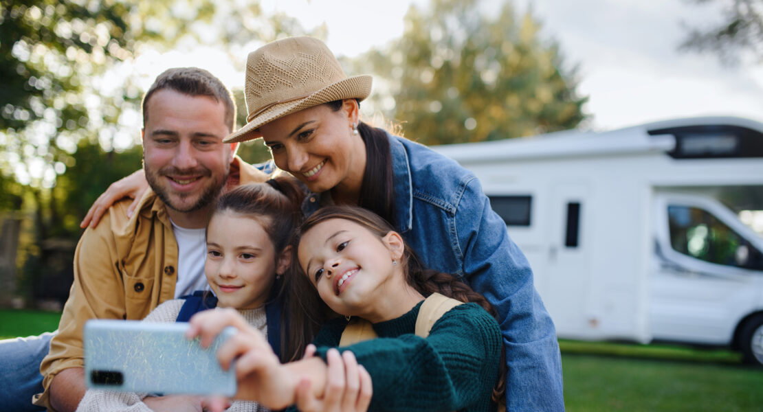 Family with motorhome